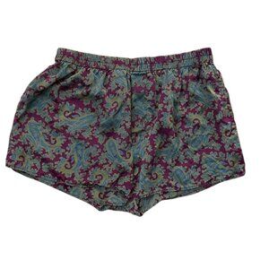 FRATELLI Vintage Silk Sleep Shorts Size Medium Paisley Magenta Lounge 90s